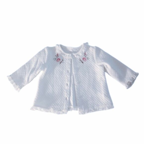 White Quilted Button Up Sweater sz 9M Girls - Picture 1 of 6